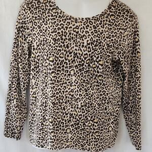 White Stag Animal Print Long Sleeve Knit Blouse Women's XL ( 16-18) Leopard Top